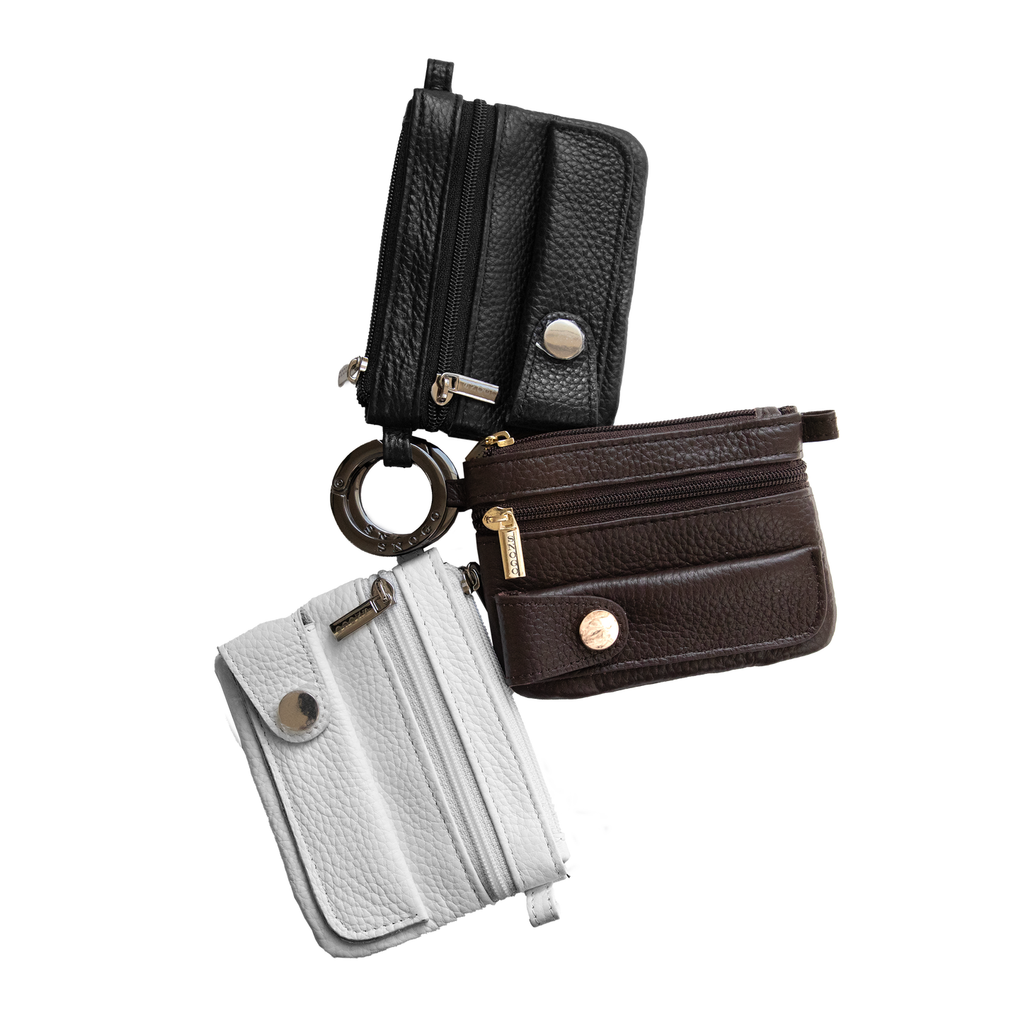 Litchi Leather 4-Pocket Wallet with Keyring