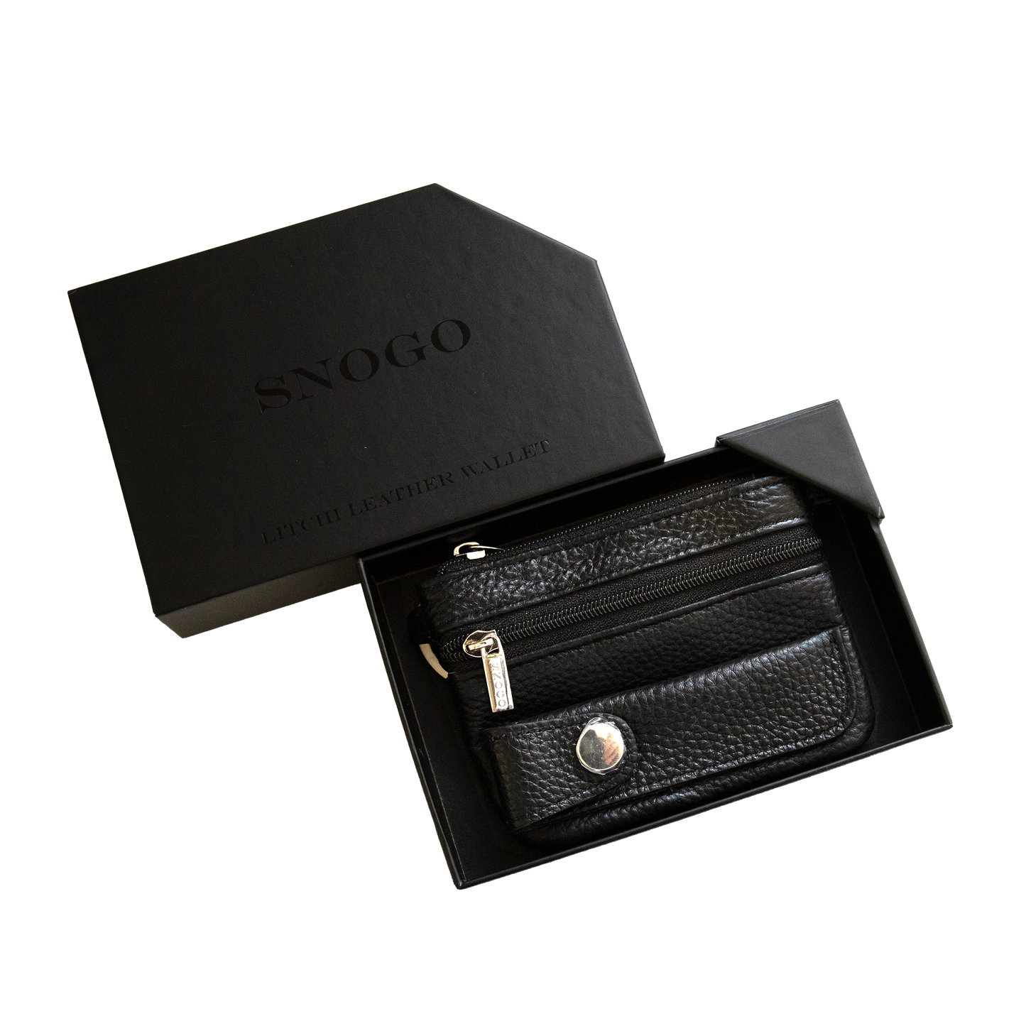 Litchi Leather 4-Pocket Wallet with Keyring
