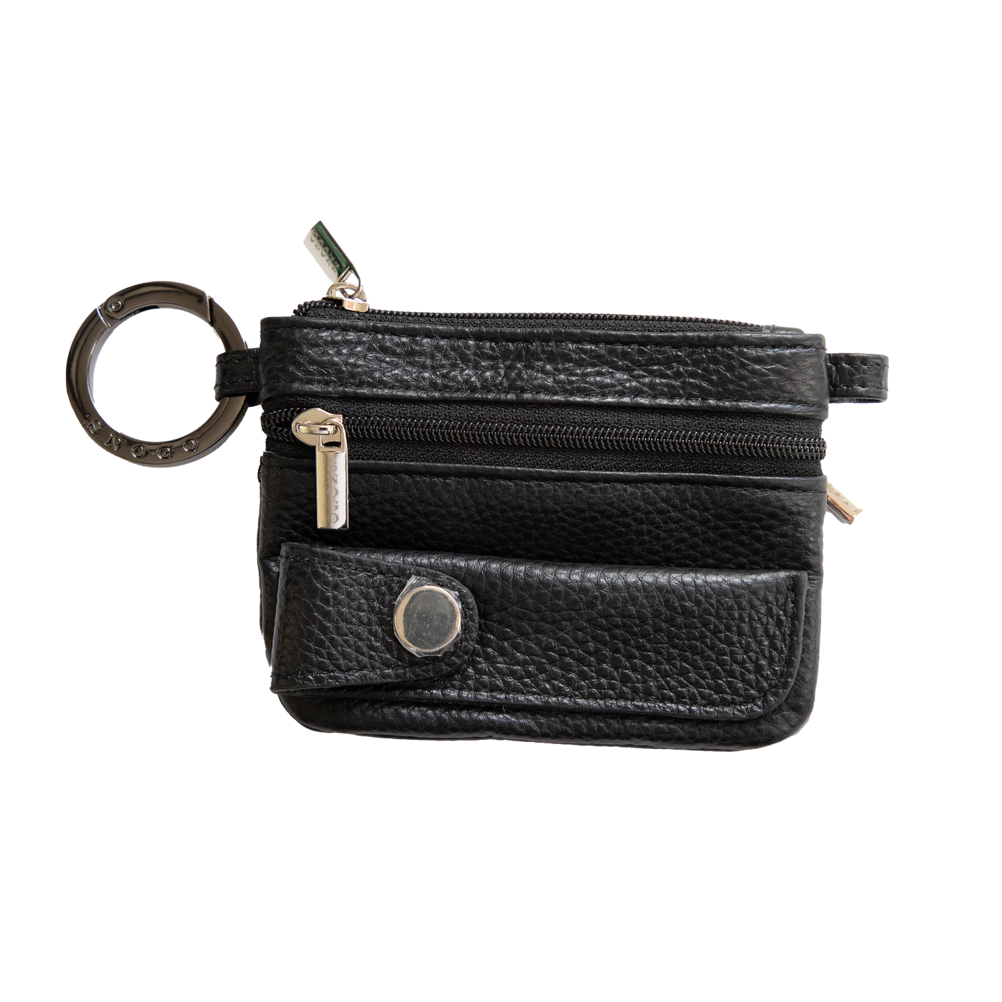Litchi Leather 4-Pocket Wallet with Keyring
