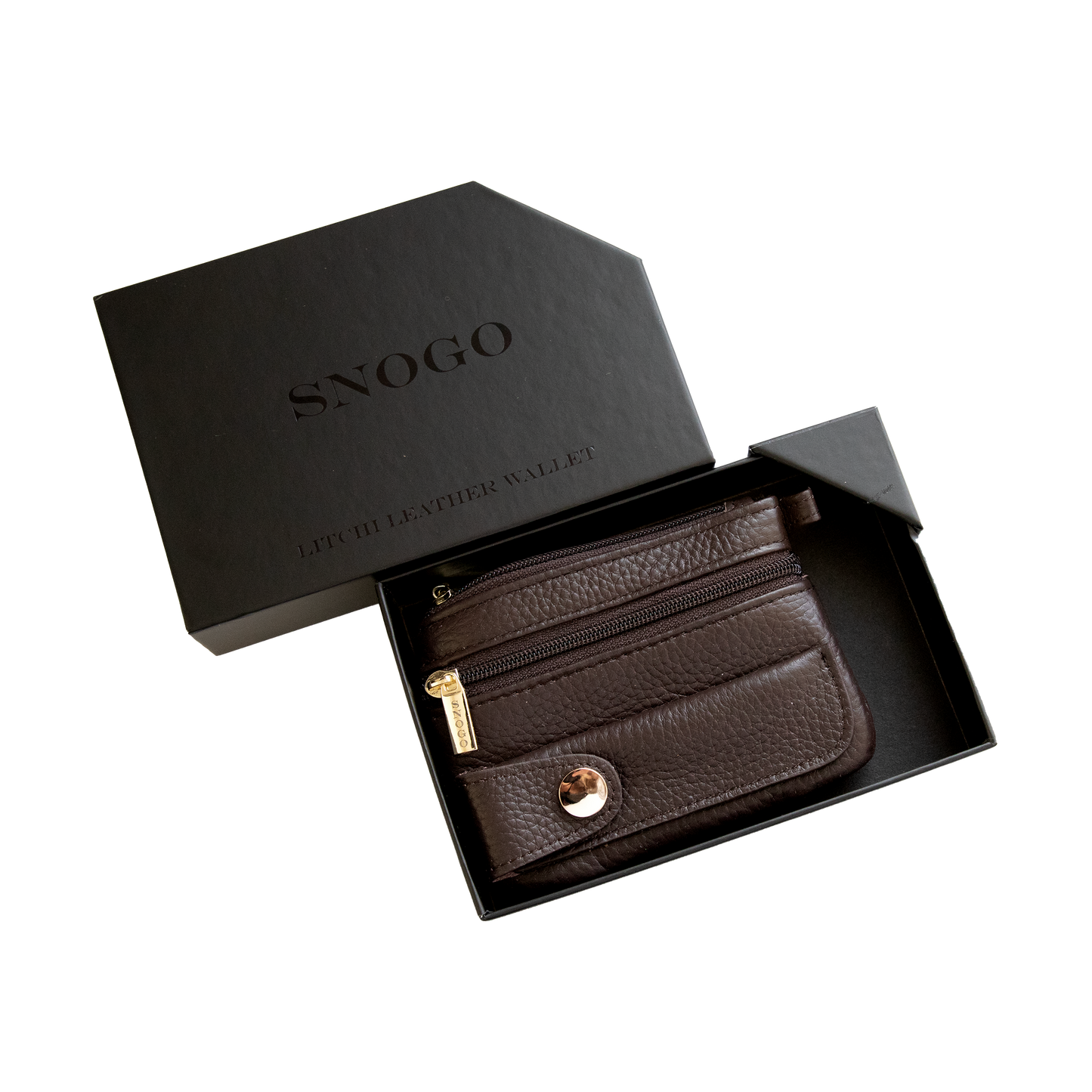 Litchi Leather 4-Pocket Wallet with Keyring