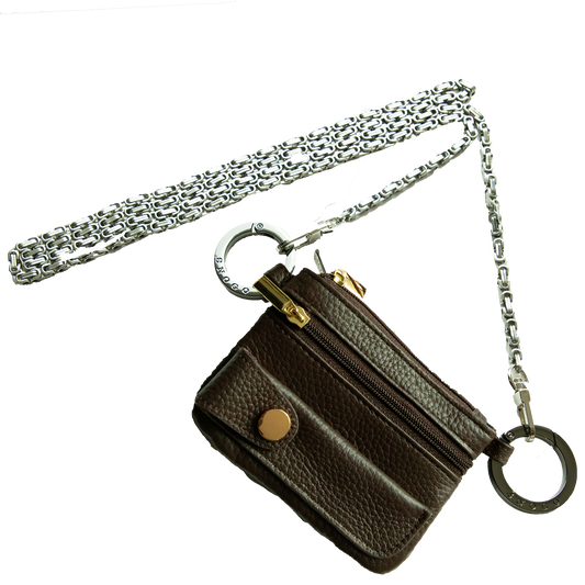 Travel Wallet | Litchi Leather 4-Pocket with Keyrings & Strap