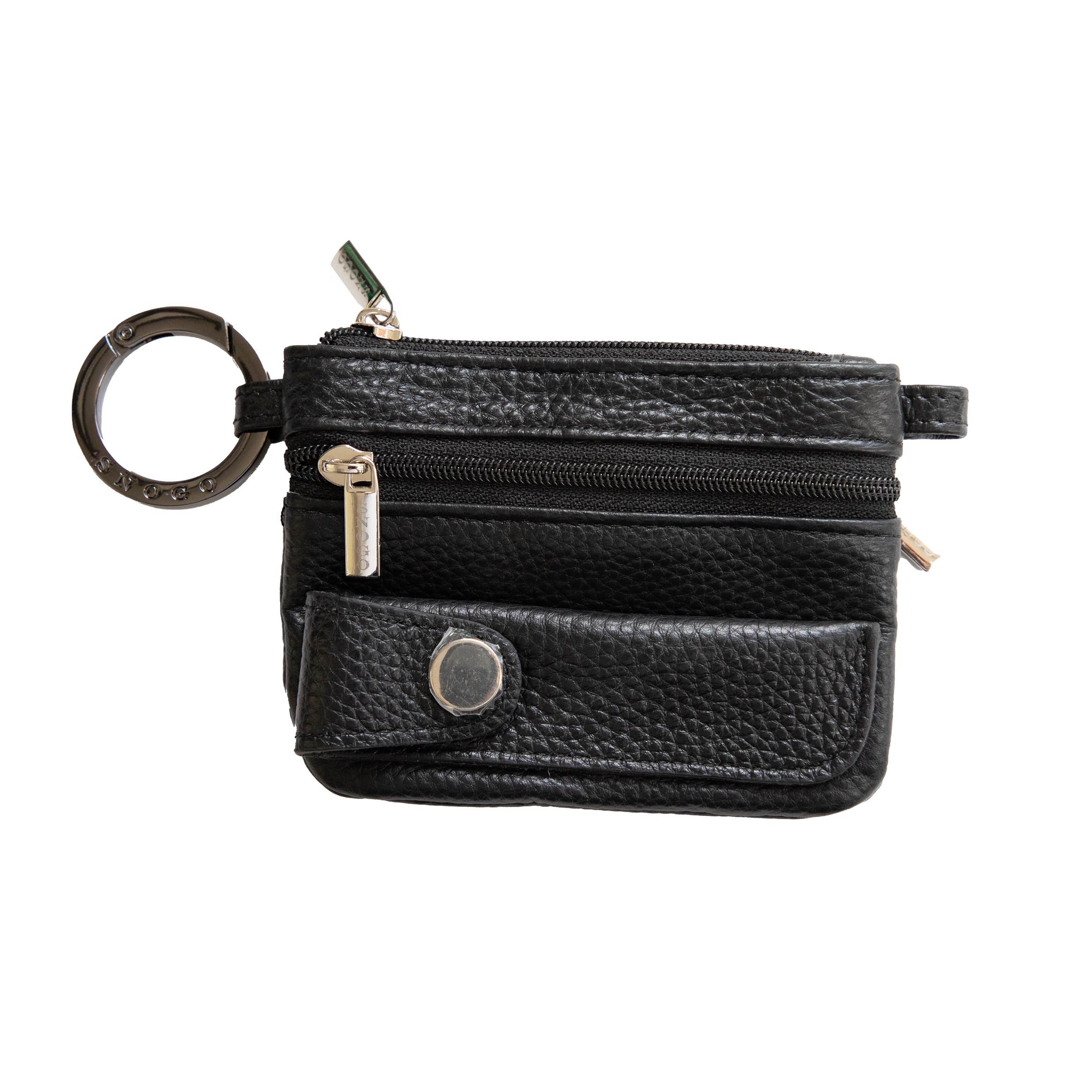 Litchi Leather 4-Pocket Wallet with Keyring