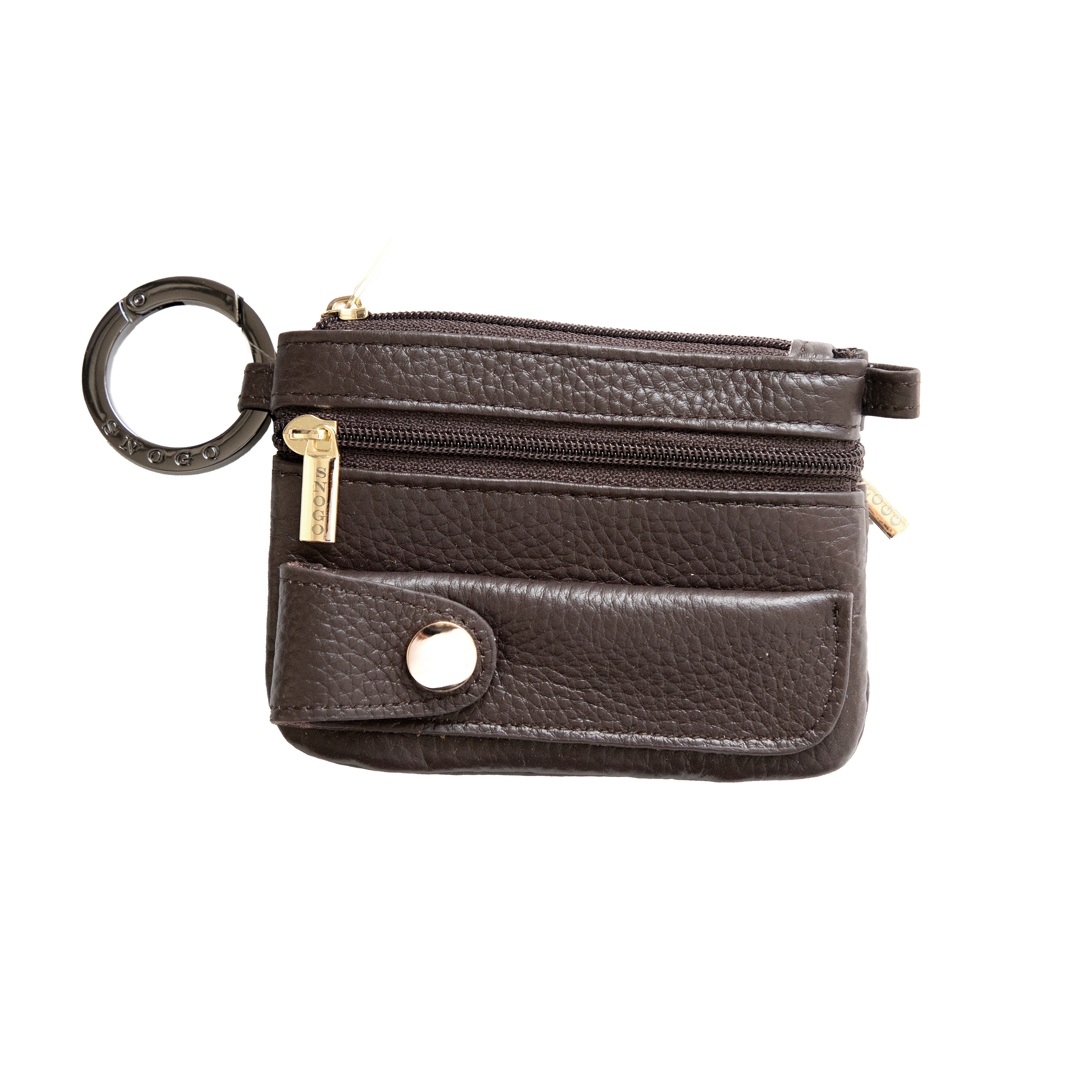 Litchi Leather 4-Pocket Wallet with Keyring