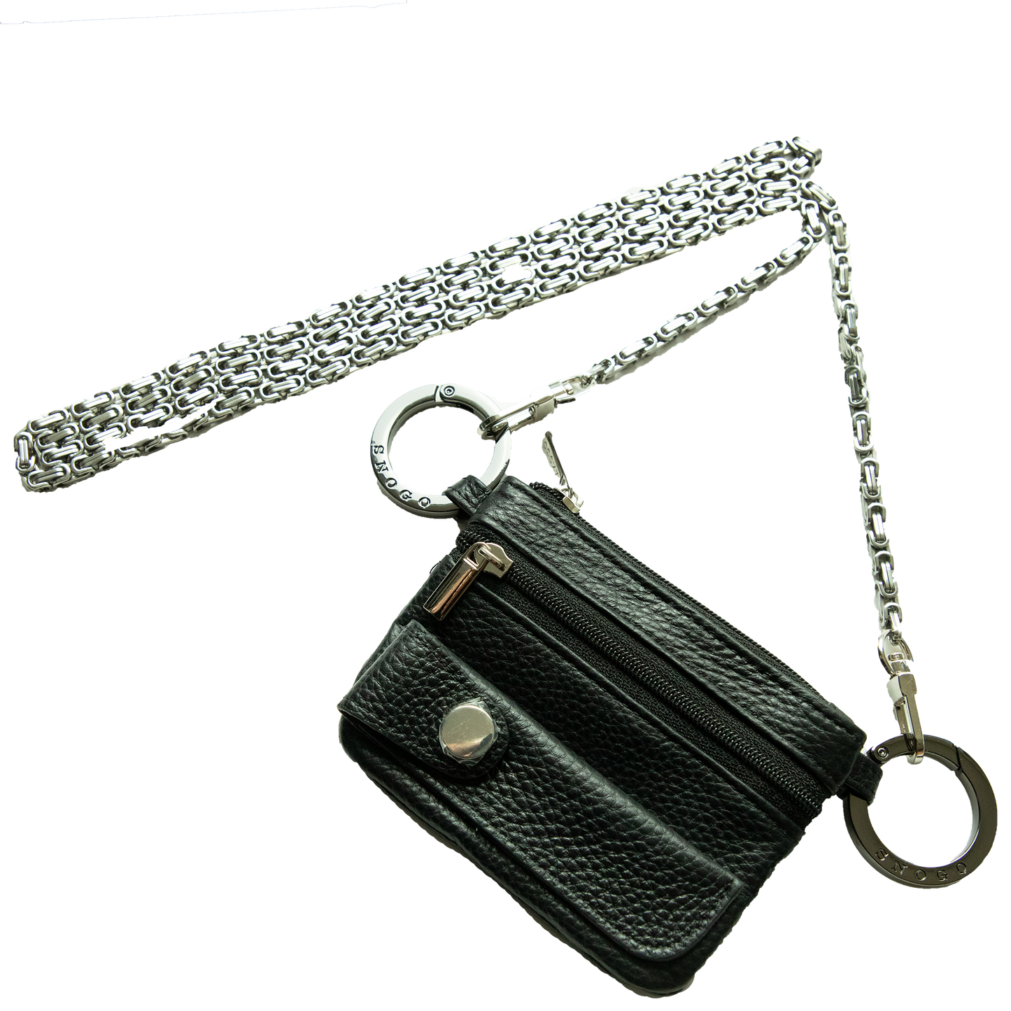 Travel Wallet  | Litchi Leather 4-Pocket with Keyrings & Strap