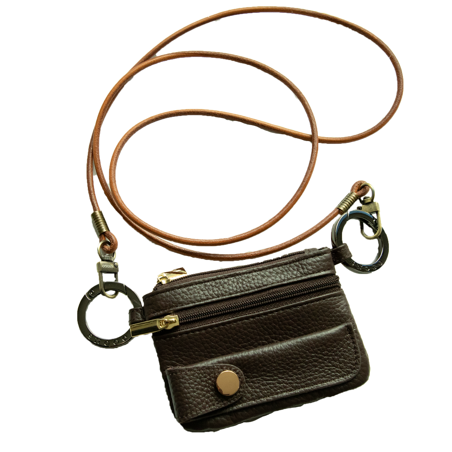 Travel Wallet  | Litchi Leather 4-Pocket with Keyrings & Strap